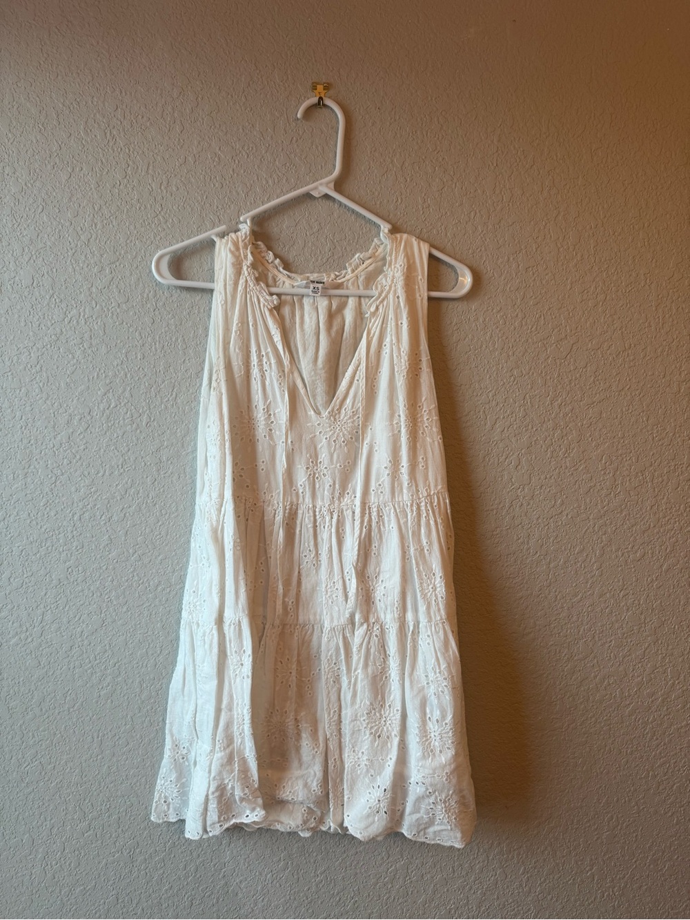 Steve Madden Cream Eyelet Tiered Mini Dress